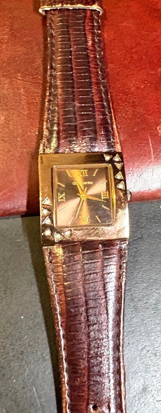Women's Daisy Fuentes Watch, Rose Gold Tone with Brown Face and Leather Band